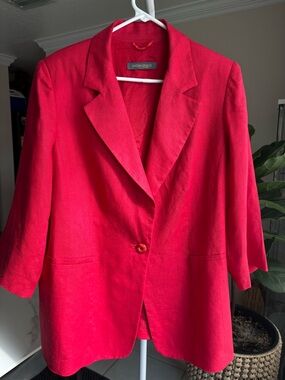 Marina Rinaldi Red Linen Blazer size XL